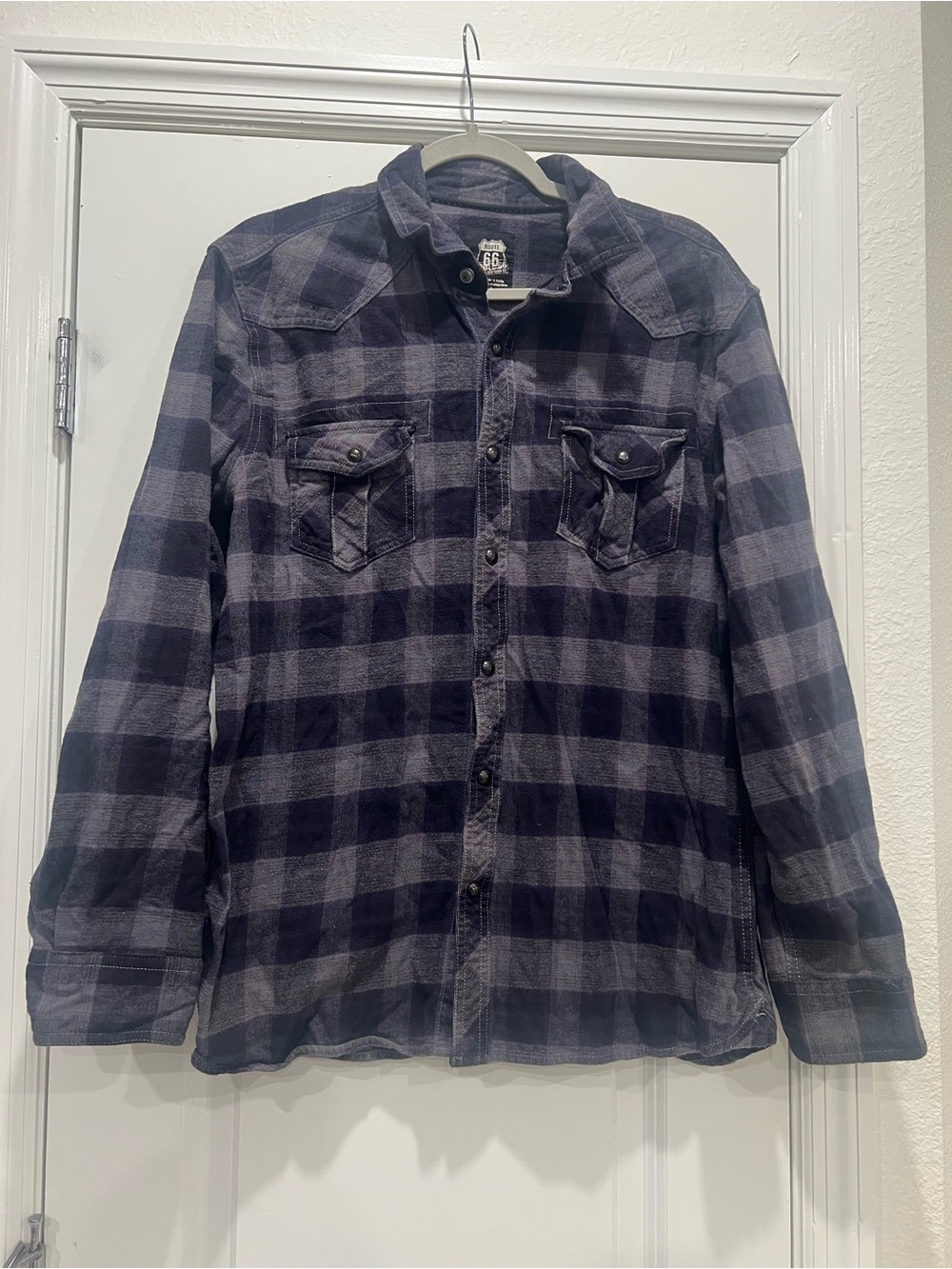 Route 66 Men's Plaid Button-Up Shirt Jacket - Large